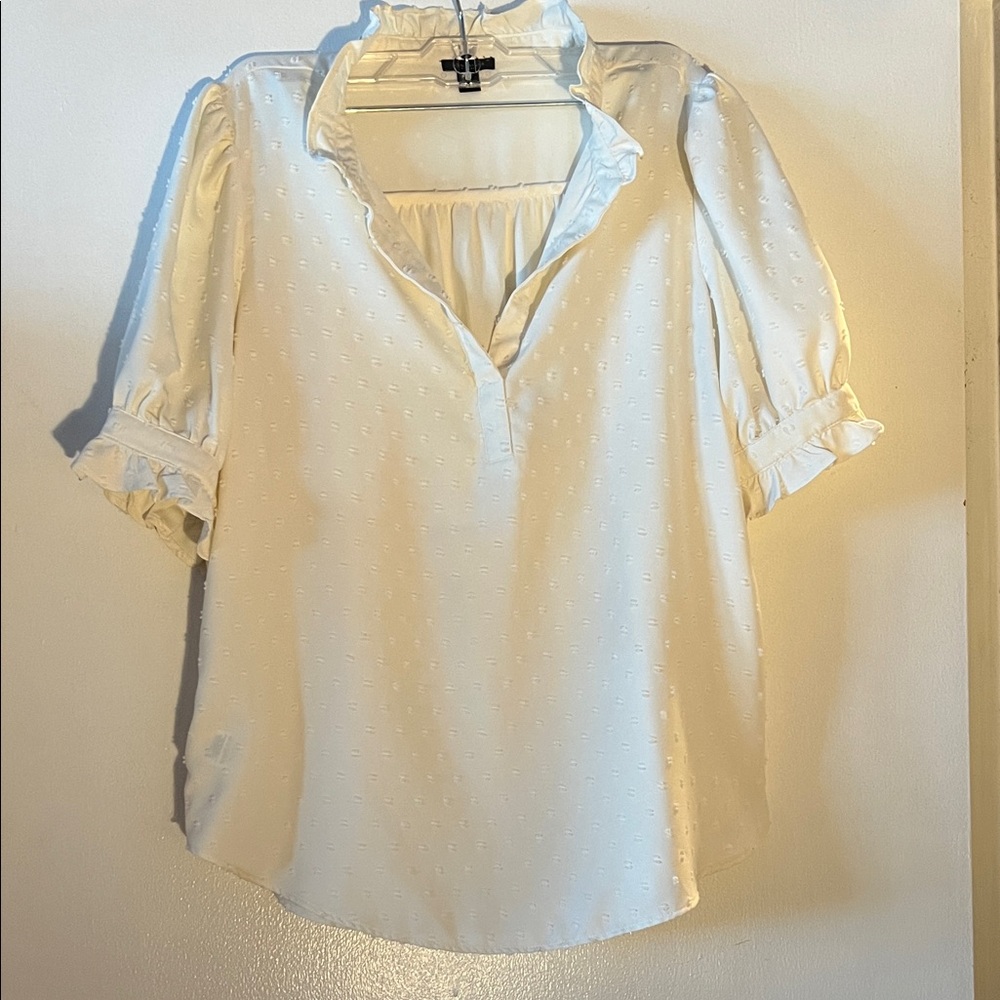 Ann Taylor Ivory Ruffled Blouse